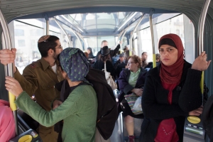 Arab and Jewish passengers on train